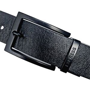 Express Men's Classic Black PU Split Leather Tectured Black Buckled Belt Sz38/39